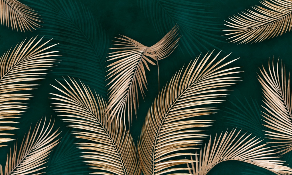 Fototapeta Liście Złotych Palm_447975326