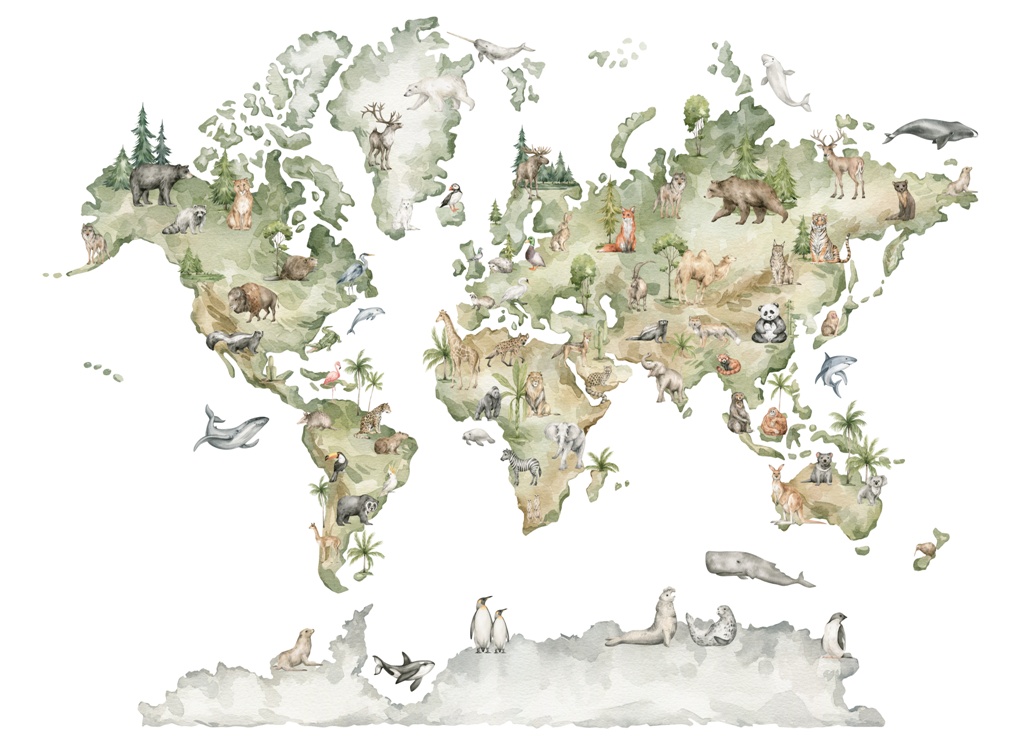Fototapeta Zielona Mapa Świata_473870310