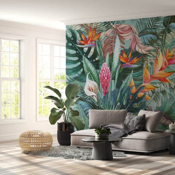 Fotomuraal boeket tropische bloemen