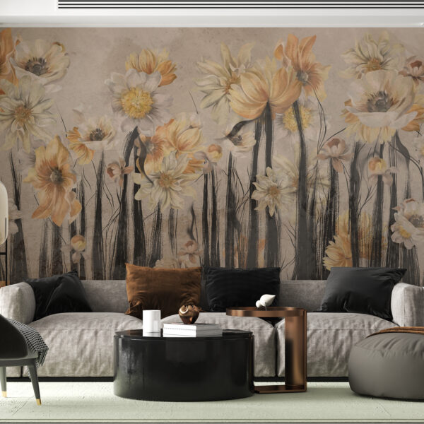 Fotobehang Bloemenveld