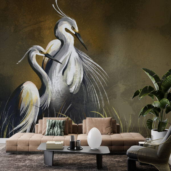 Fotobehang van een paartje wilde kraanvogels
