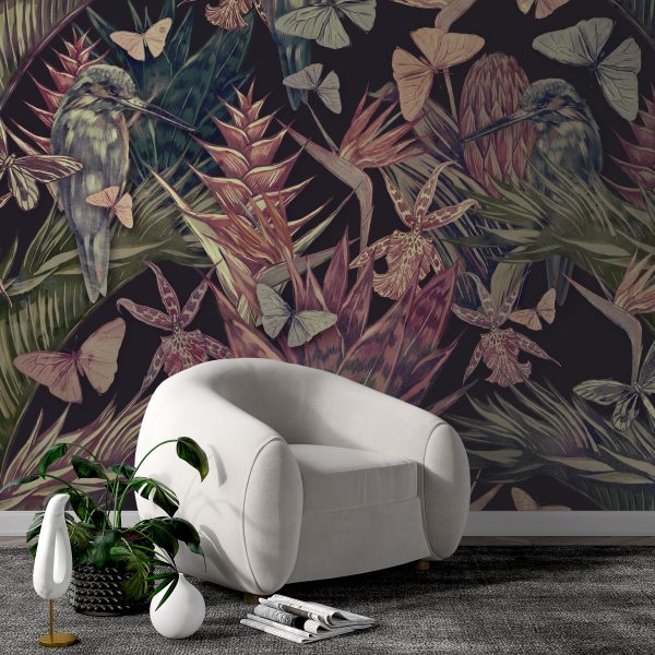 Fotobehang Vogels verborgen in bloemen