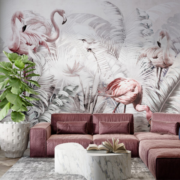 Fotobehang Flamingo Familie