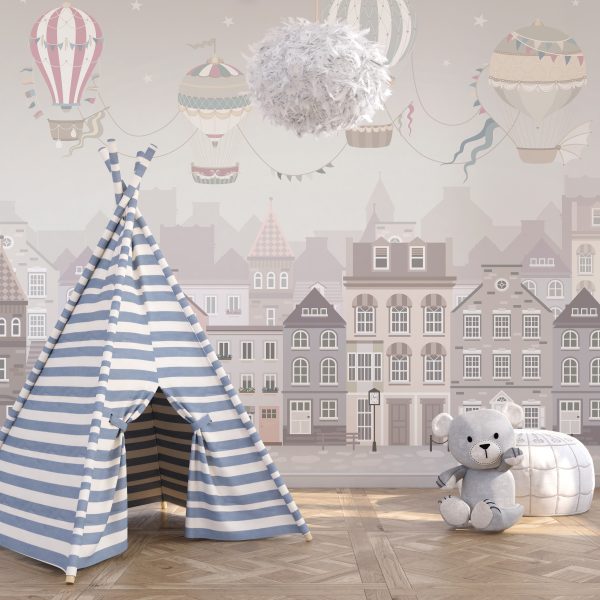 Behang Ballonnen over de Stad