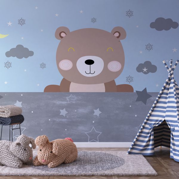 Muurschildering Bruine Teddybeer