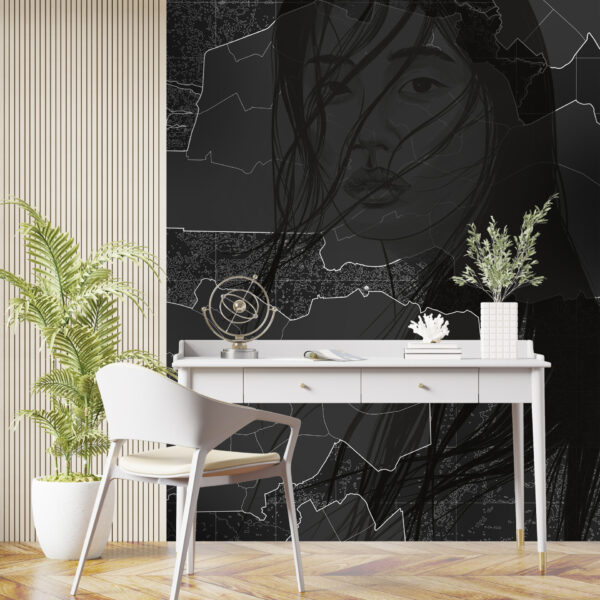 Fotobehang Meisje in het Zwart