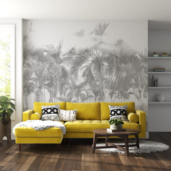 Fotobehang van palmbomen in wit