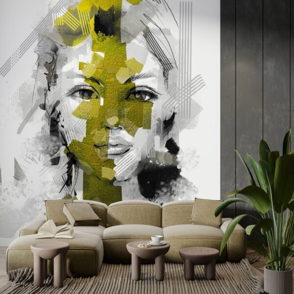 Fotobehang Gezicht in Groen