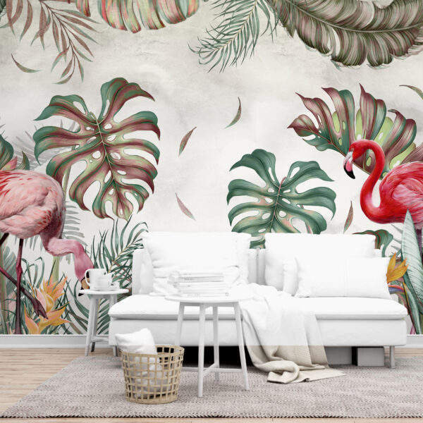 Fotobehang van een paar flamingo’s