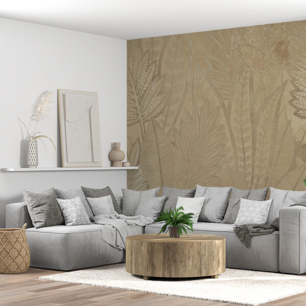 Fotobehang van Beige Tropische Bladeren