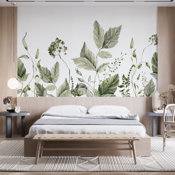 Fotobehang Planten op Witte Achtergrond