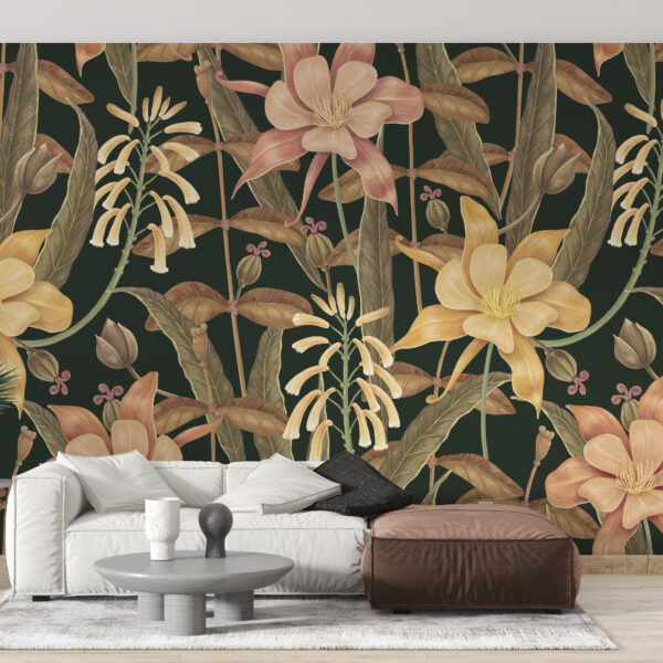Fotobehang van gekleurde bloemen
