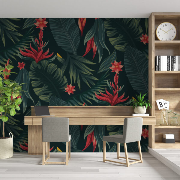 Fotobehang Rood van bloemen