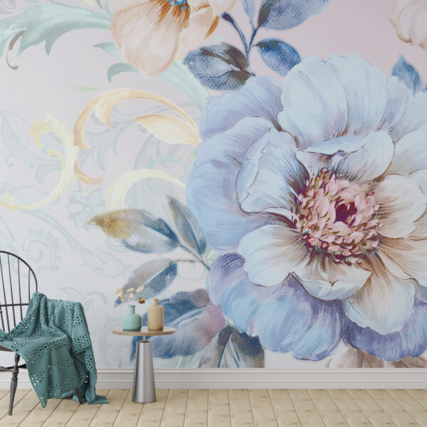 Blauwe bloem Fotobehang