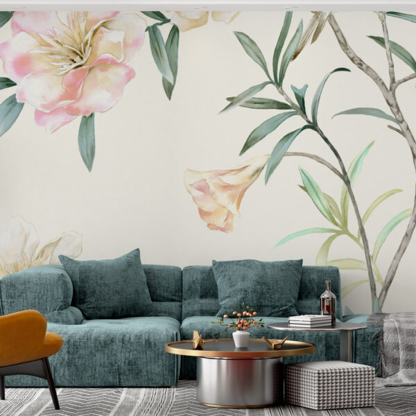 Fotobehang Bloemen op een Heldere Achtergrond