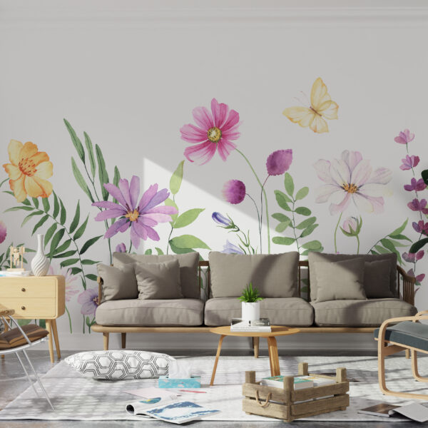 Fotobehang Bloemen op een Weide