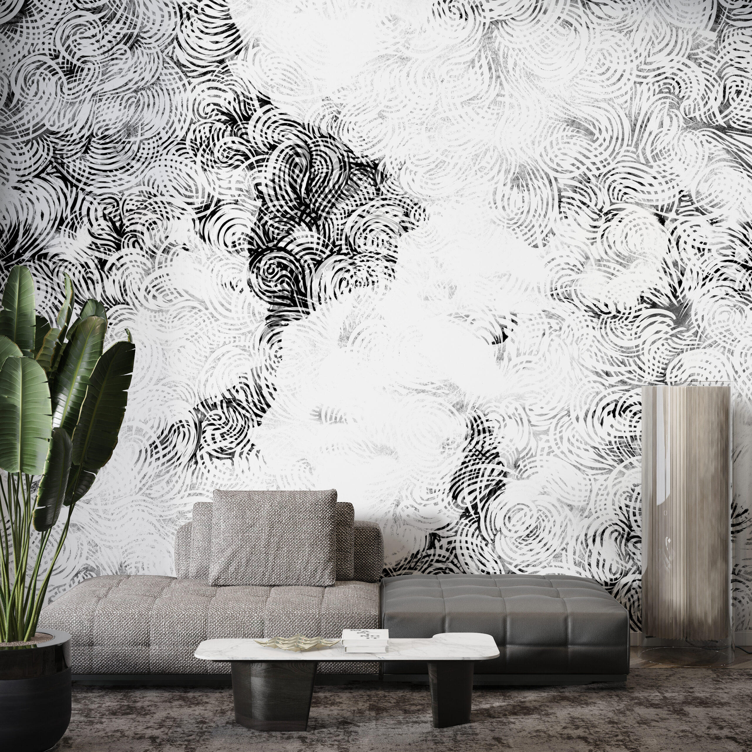Fotobehang Wit in Zwart