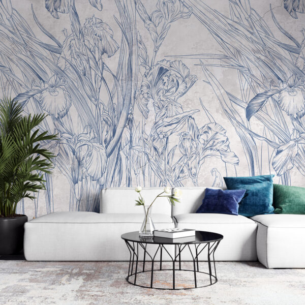 Blauwe bloem Fotobehang