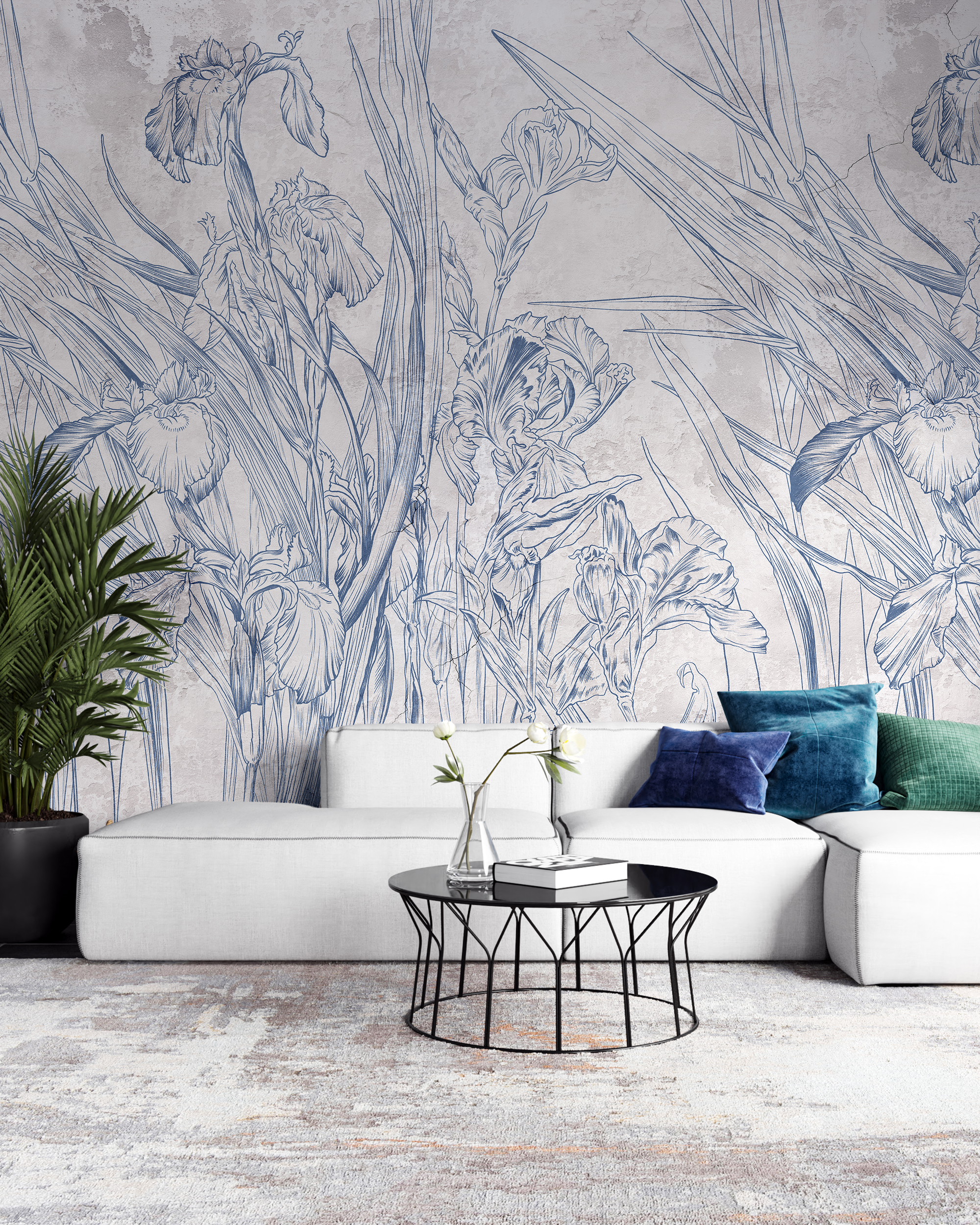 Blauwe bloem Fotobehang