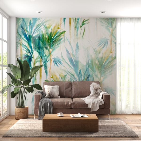 Fotobehang Blauw Lange Bladeren