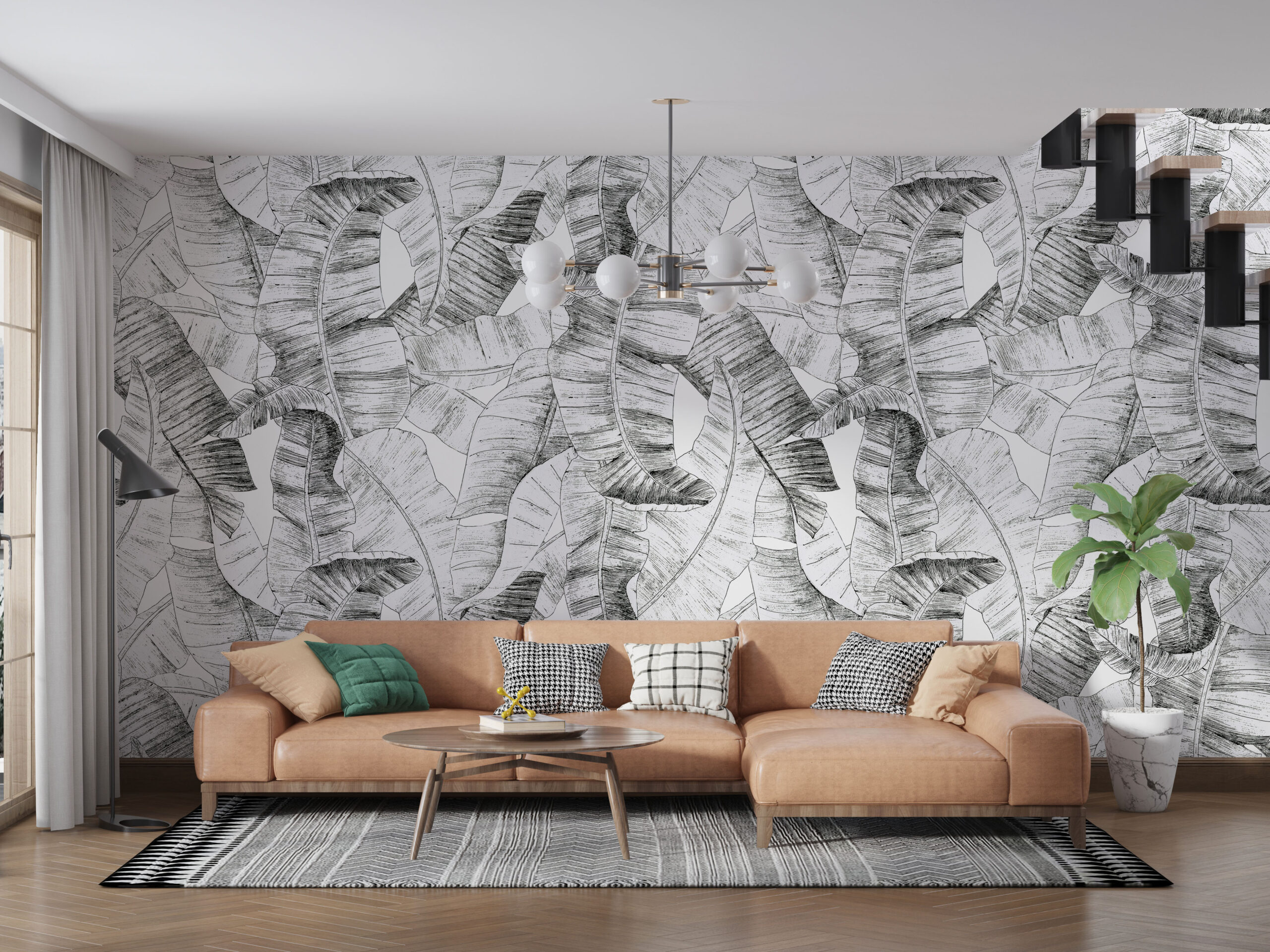 Fotobehang Getrokken Bladeren