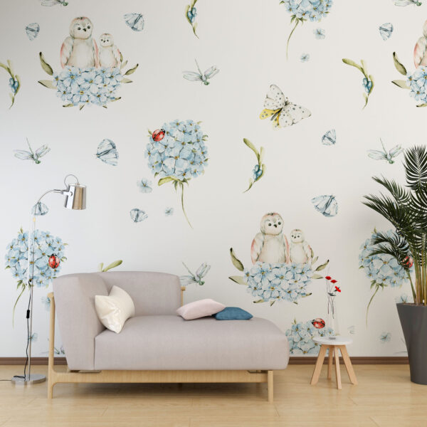 Fotobehang Blauwe Hortensia’s