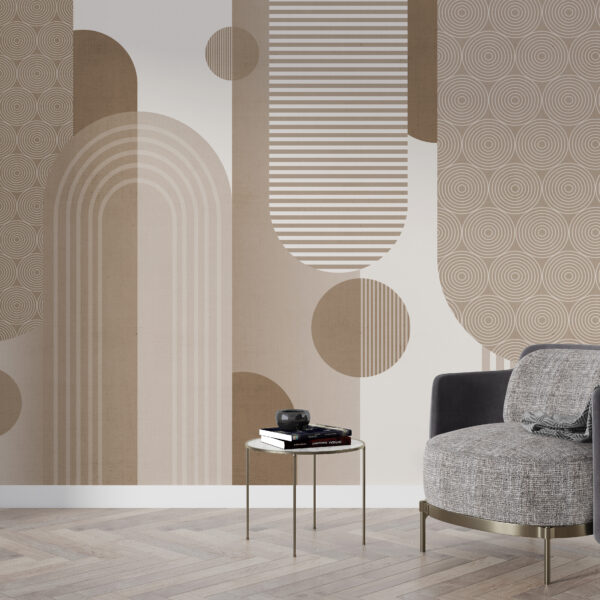 Wandschildering Beige Geometrie