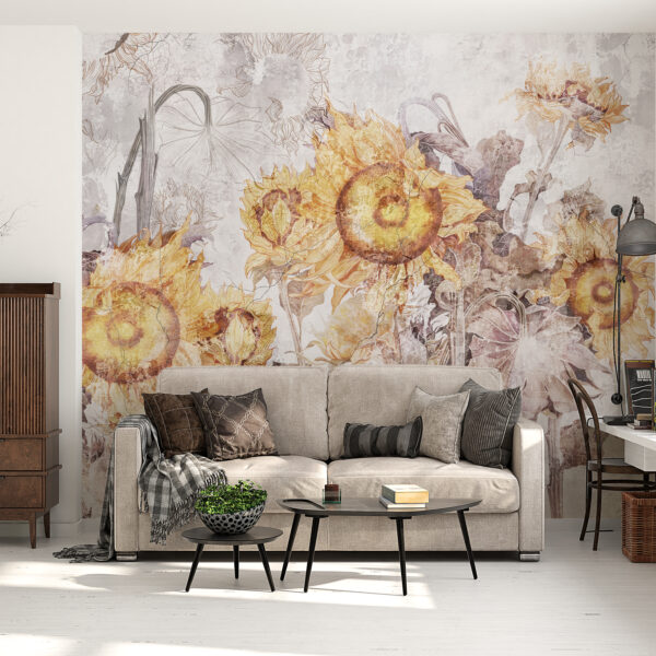 Fotobehang van een veld zonnebloemen