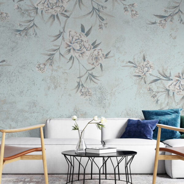 Fotobehang Bloemen in Blauw