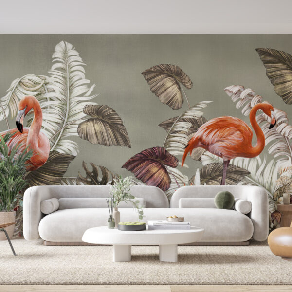 Fotobehang van een paar flamingo’s