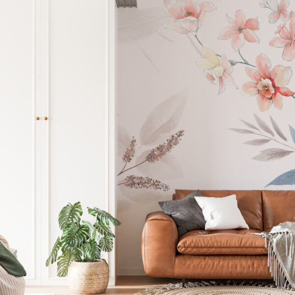 Fotobehang Bloem op Witte Achtergrond
