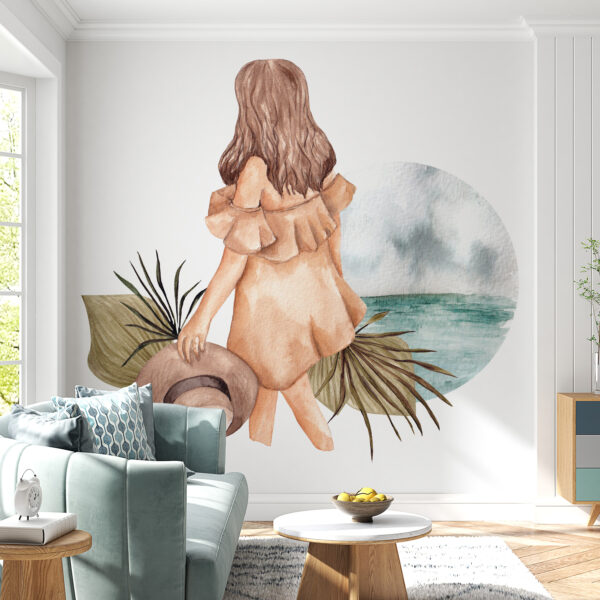 Fotobehang Meisje aan Zee