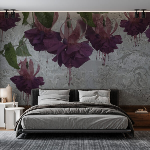 Fotobehang paarse bloemen