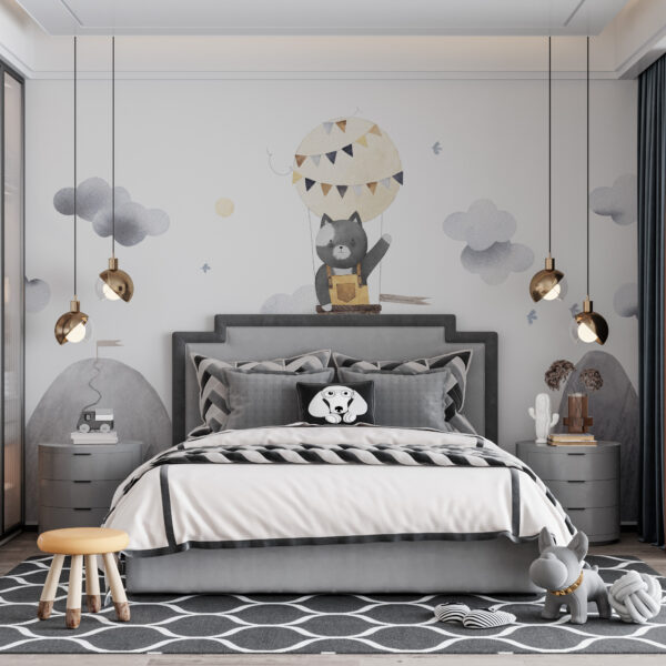 Muurschildering Teddybeer in een Ballon