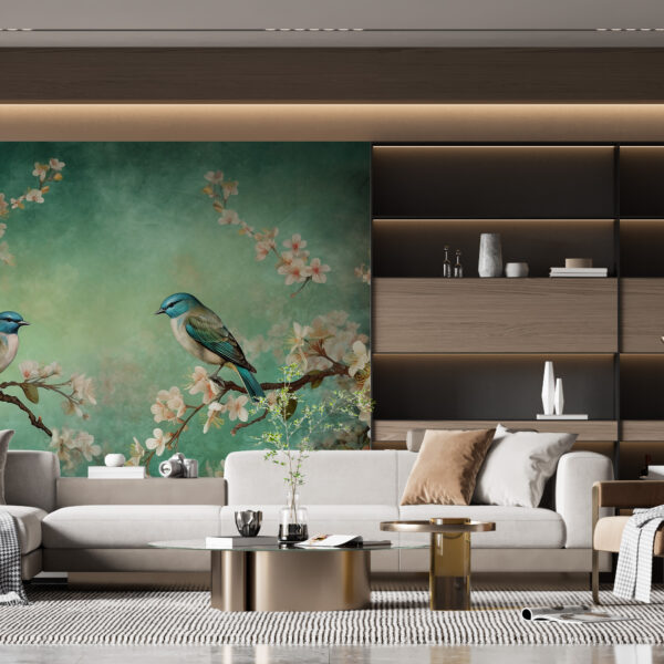 Fotobehang van een paartje blauwe vogels