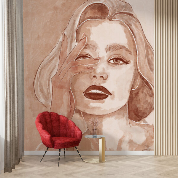 Fotobehang Portret van een vrouw in sepia