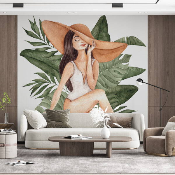 Fotobehang Vakantiemeisje