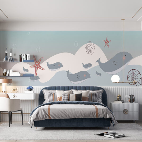 Muurschildering van zeedieren