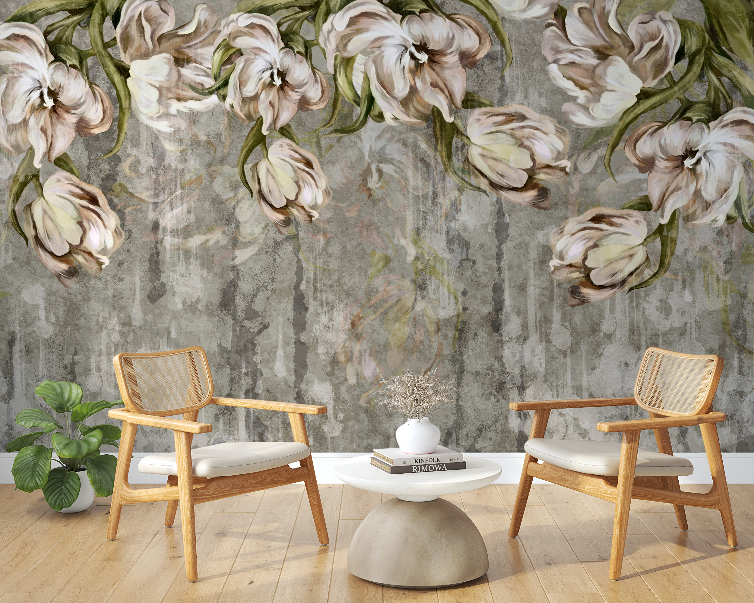 Fotobehang Hangbloemen op een Donkere Achtergrond