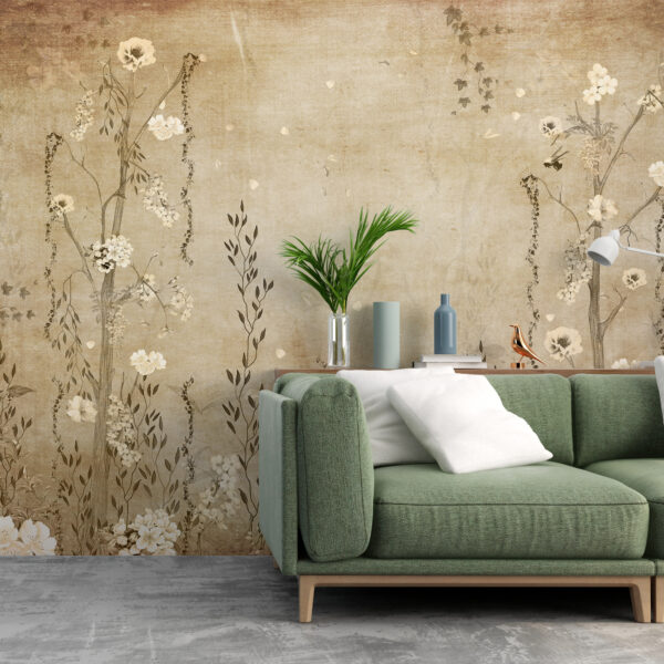 Fotobehang van planten in bruin en beige