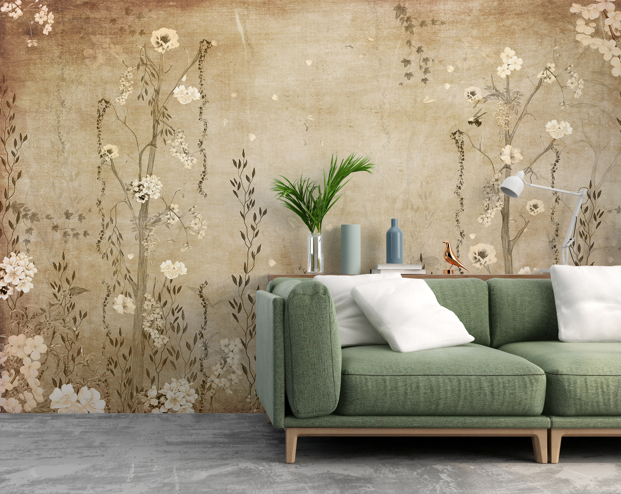 Fotobehang van planten in bruin en beige