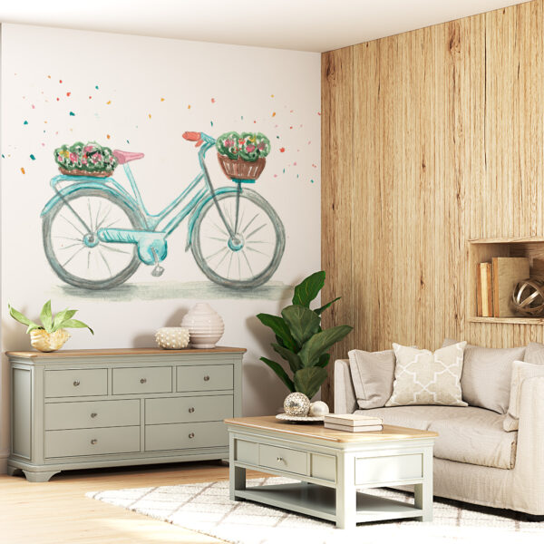 Fotobehang Turquoise Fiets