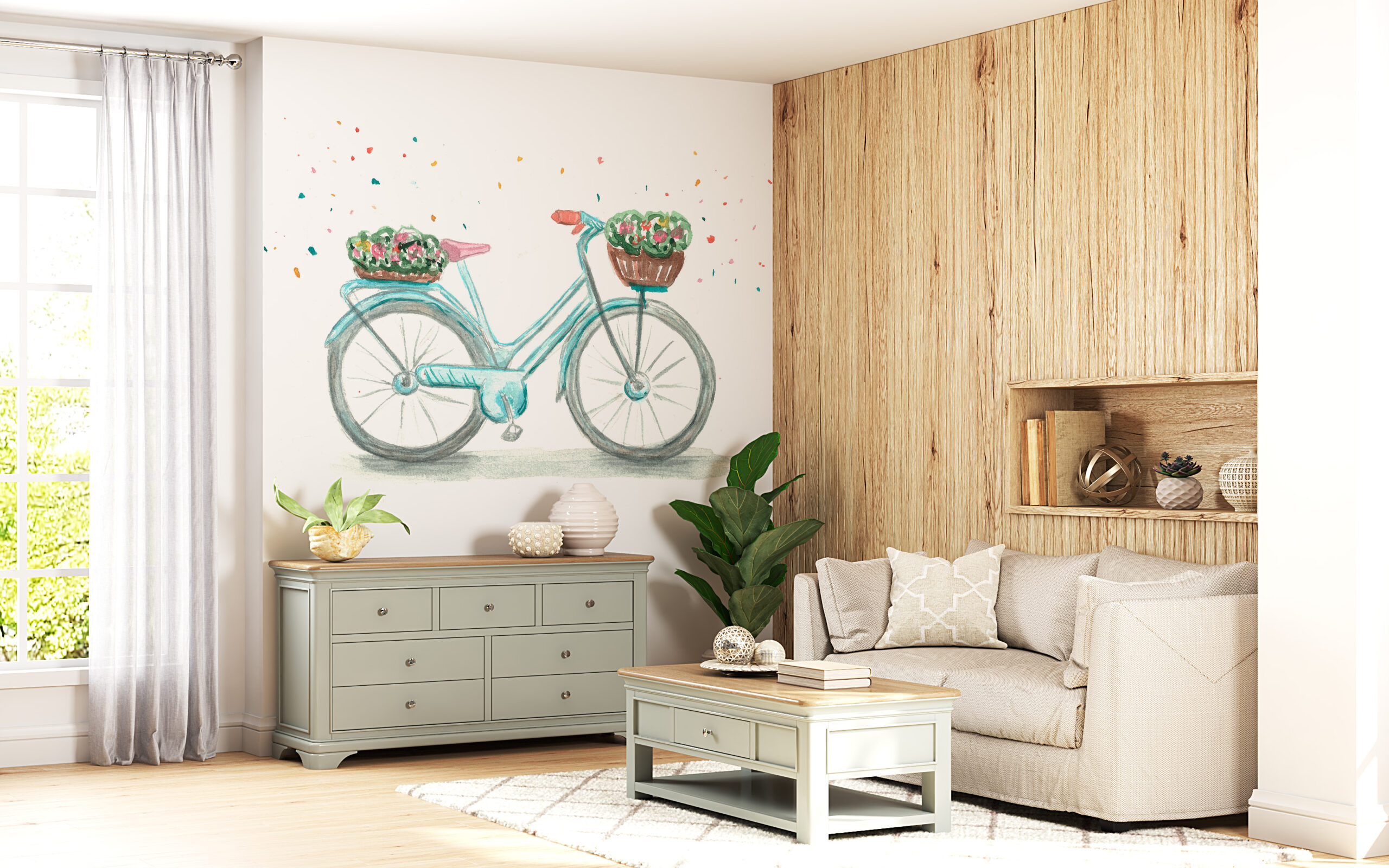 Fotobehang Turquoise Fiets