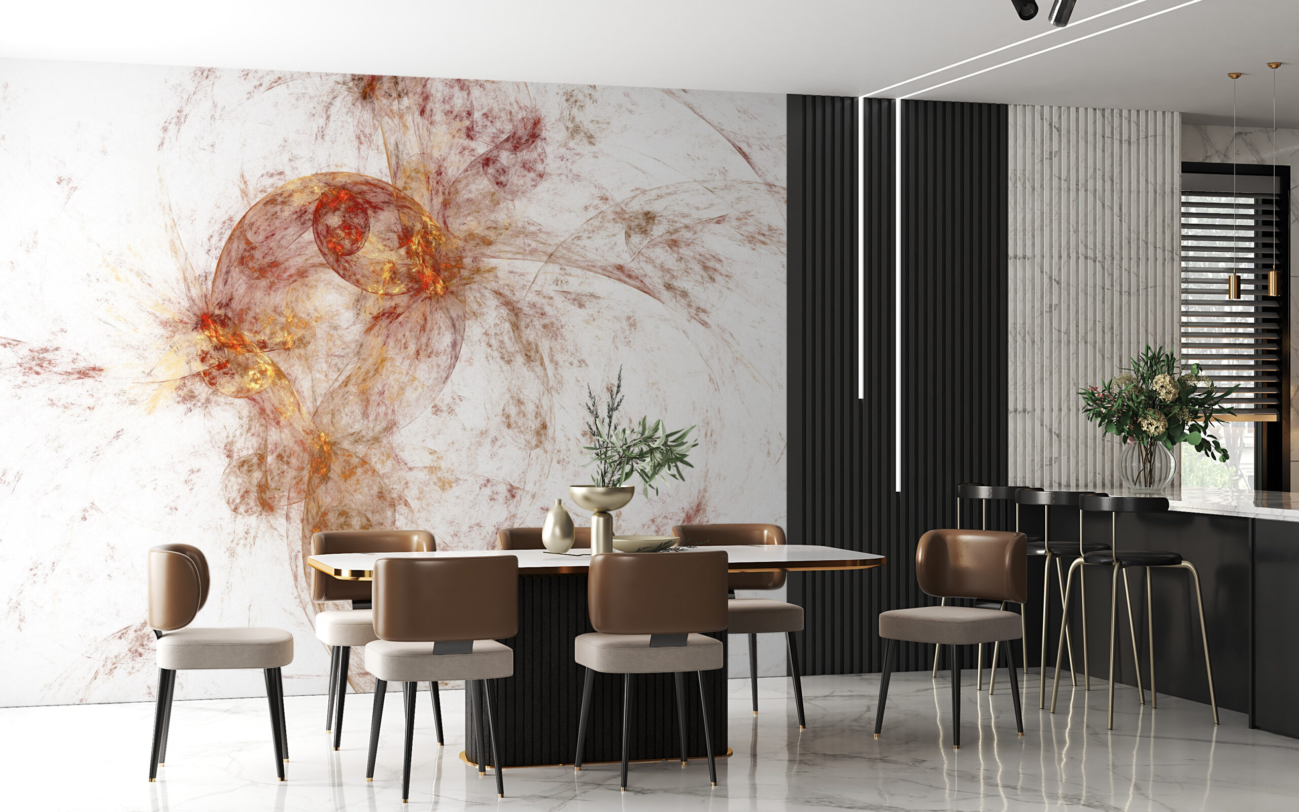 Fotobehang Bloemen in Roze en Goud