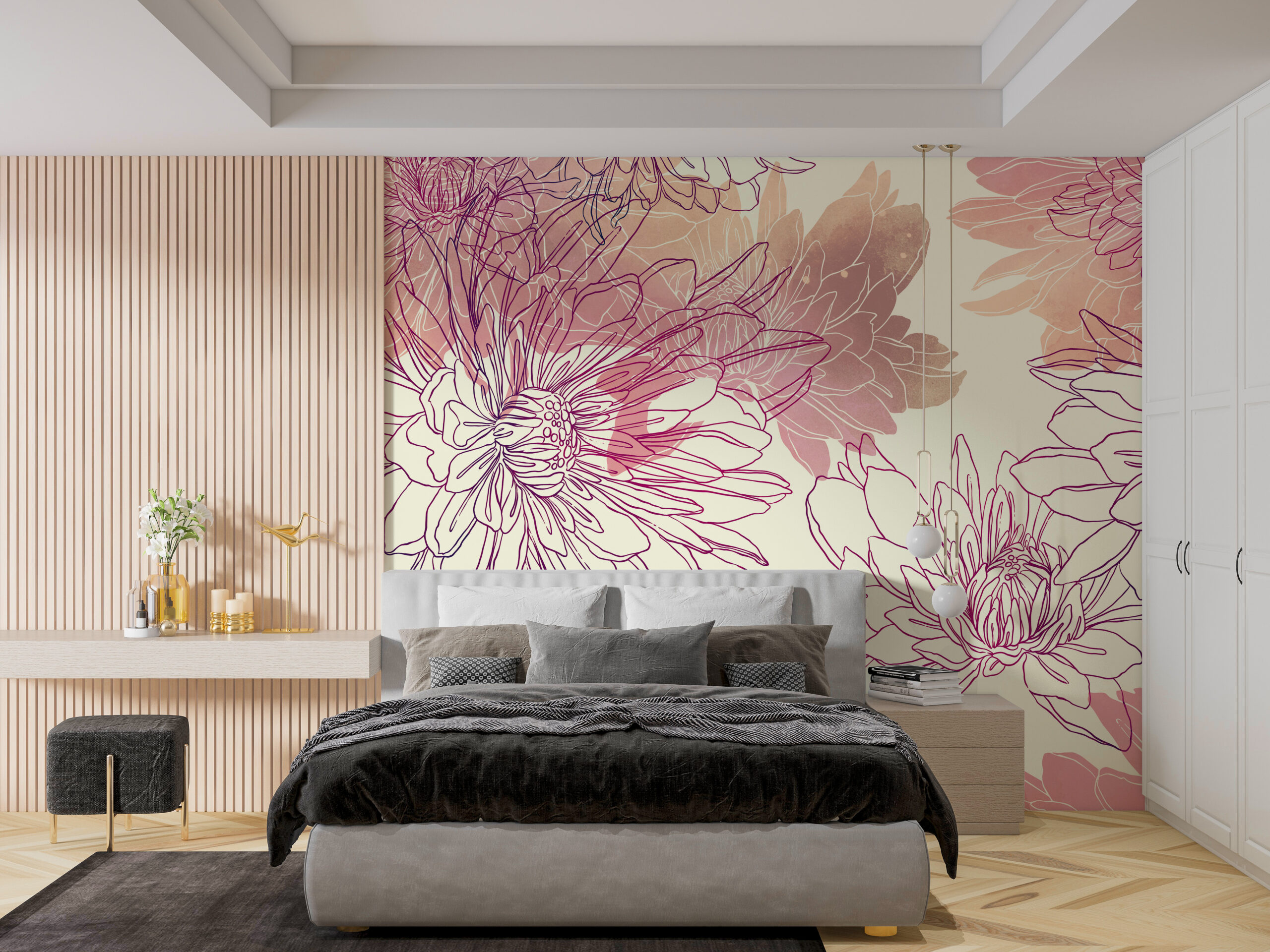 Fotobehang Bloemen in Roze