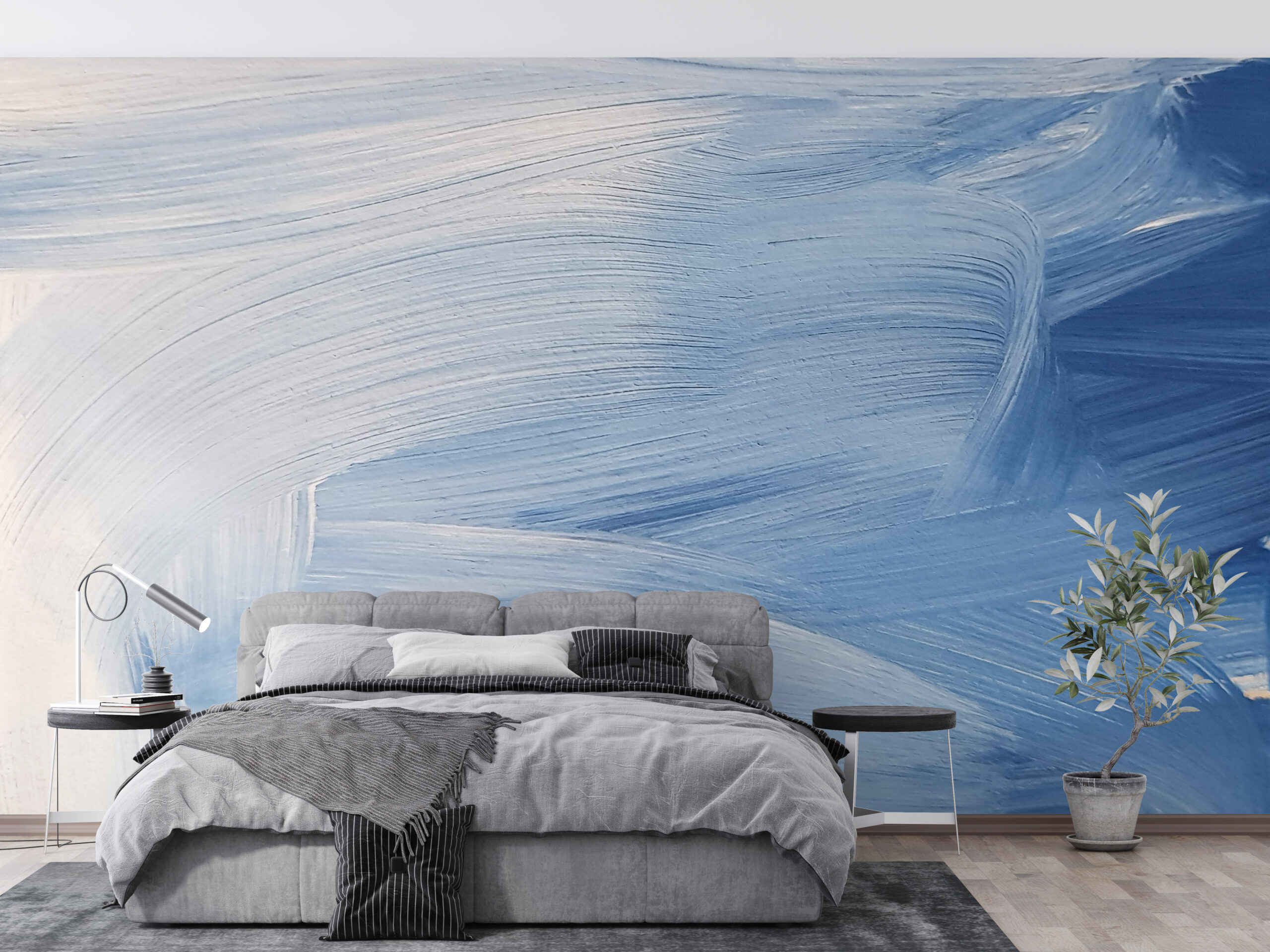 Fotobehang Blauw gepenseeld