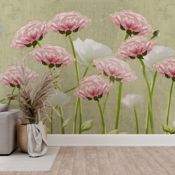 Fotobehang Bloemenweide