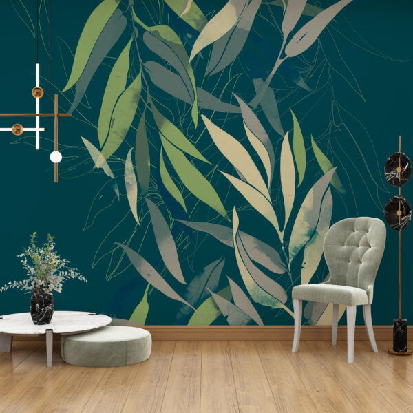 Mural Bladeren Donkergroen