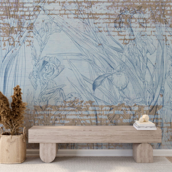 Blauwe bloem Fotobehang