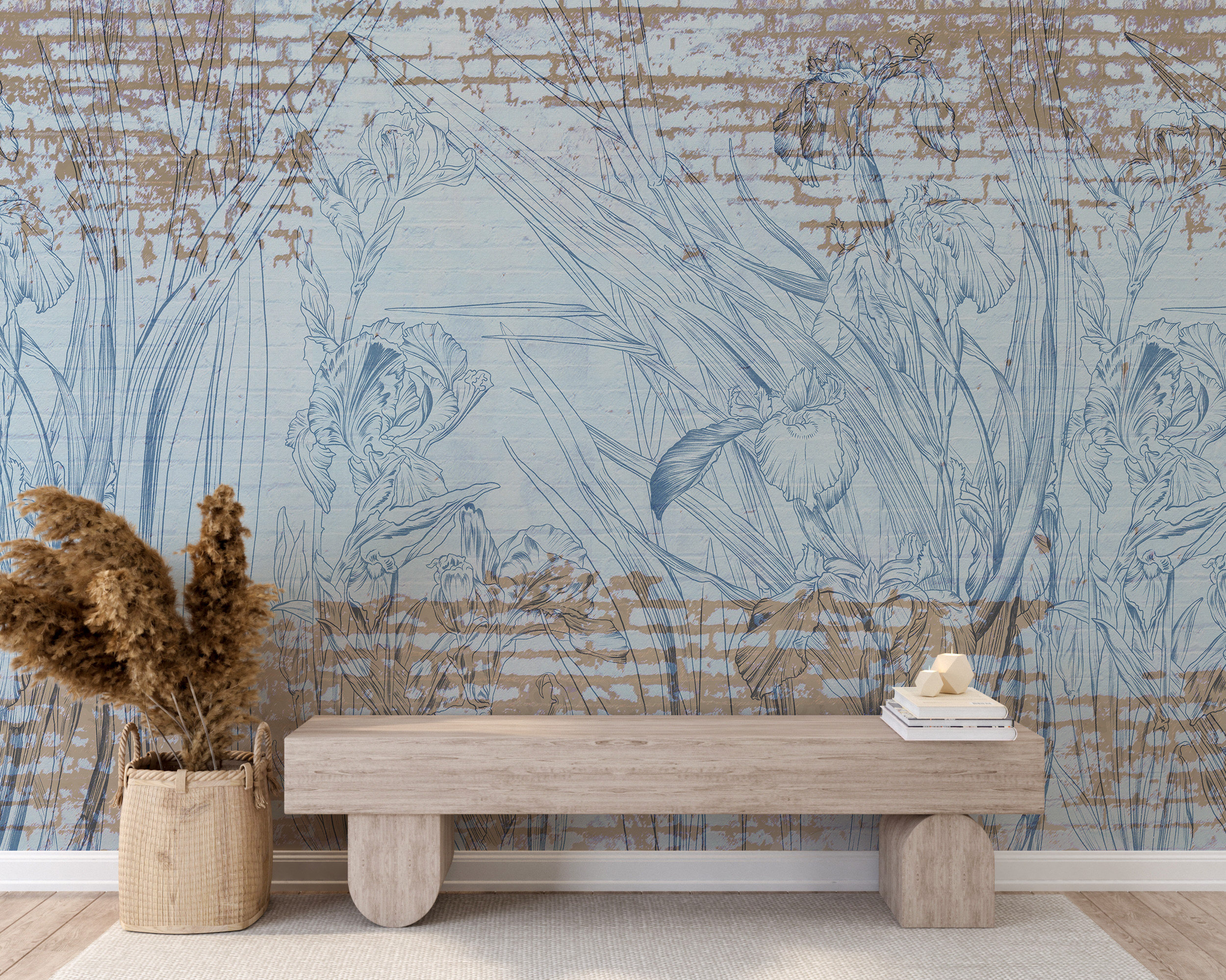 Blauwe bloem Fotobehang